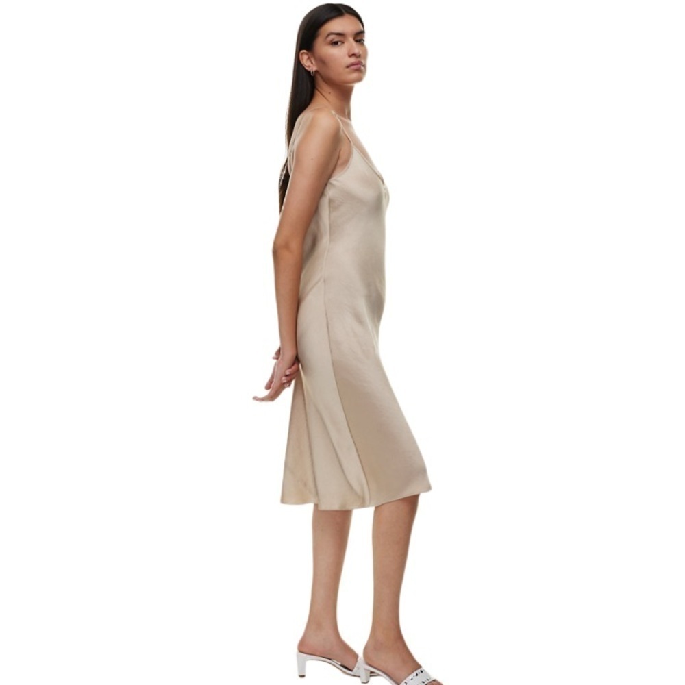 Wilfred- Only Slip Satin Midi Dress- HUMUS BEIGE- Size Small 👡👗✨ - Picture 2 of 12